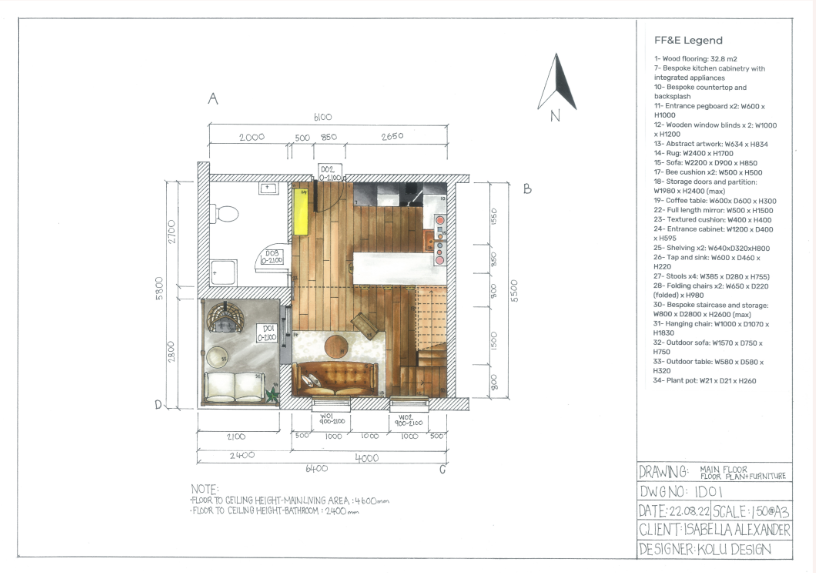 Communication techniques in Art and Design hand drawn floor plan