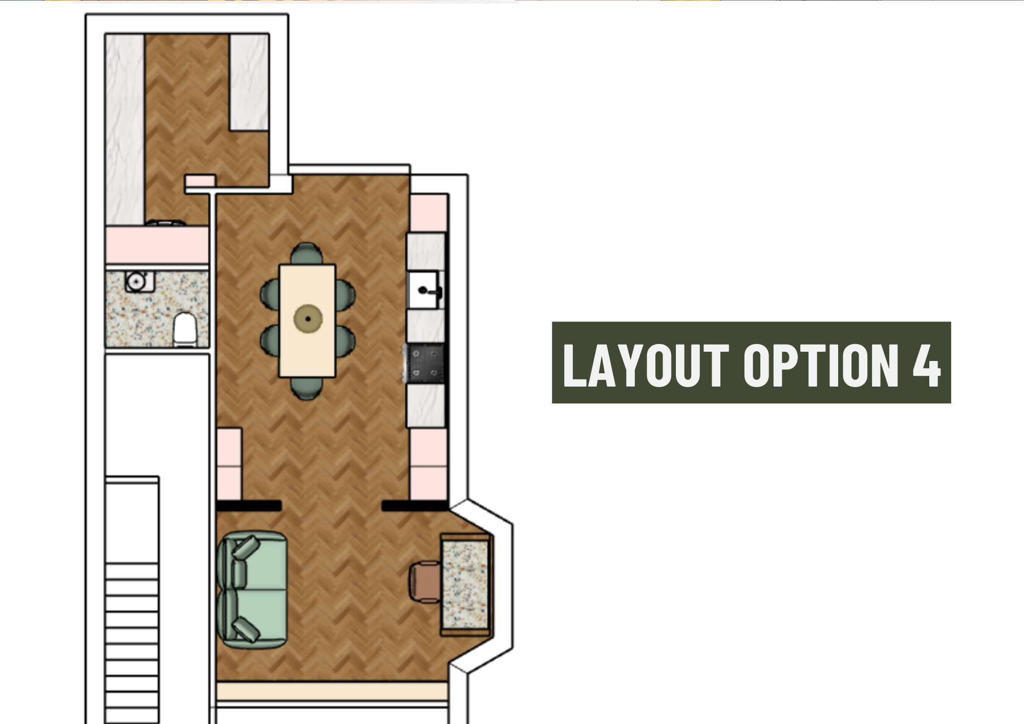 Contemporary Kitchen & Living Layout 4