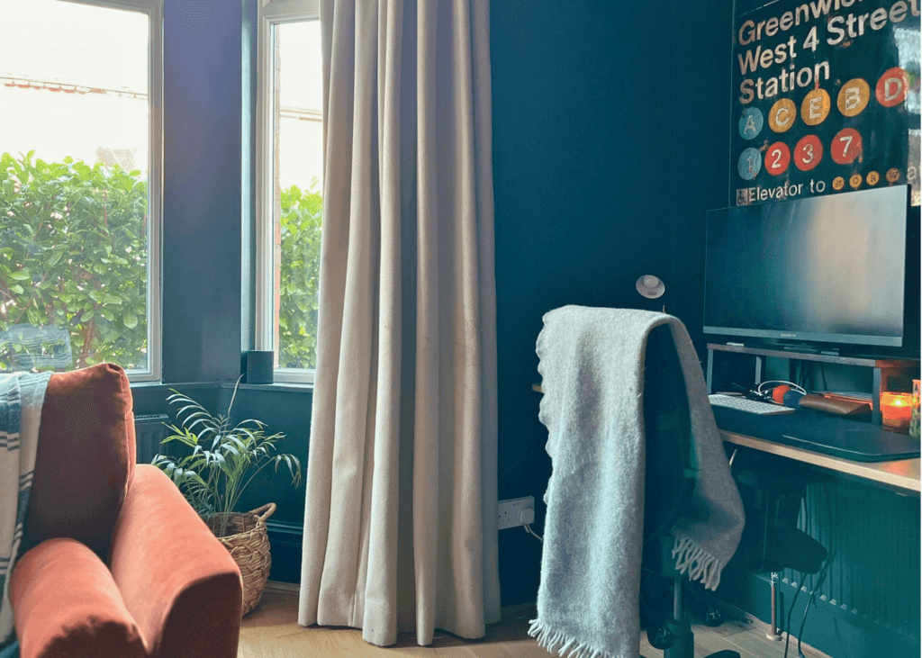 biophilic design in a home office - greenery and natural light