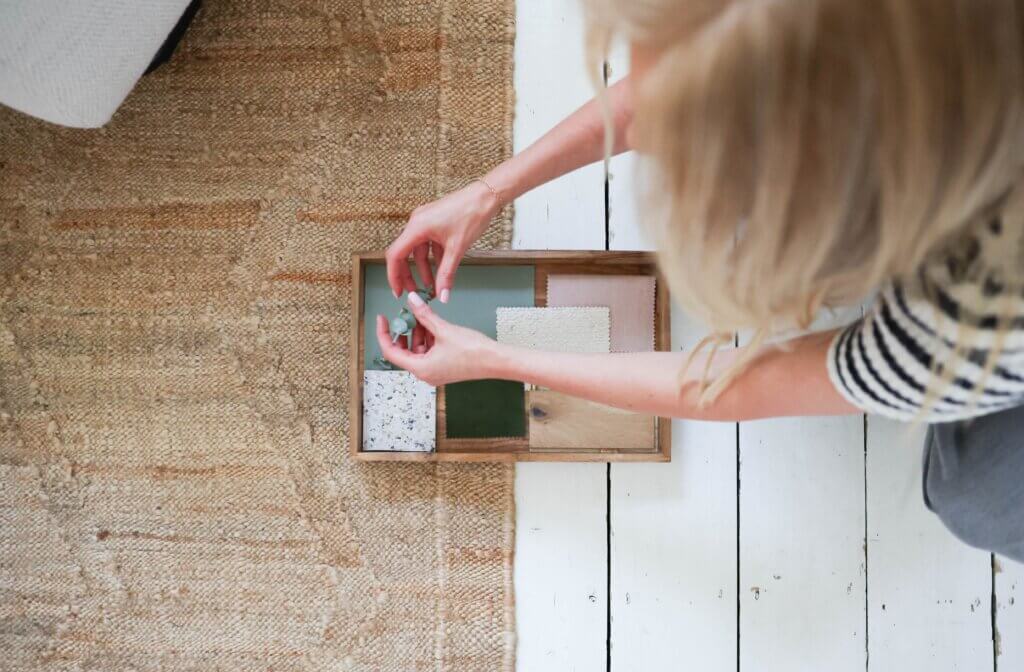 Kelly Moorcroft - Founder and Interior Designer - Spaces by Kelly Interior Design - Manchester interior design studio showcasing real-life design process and material samples